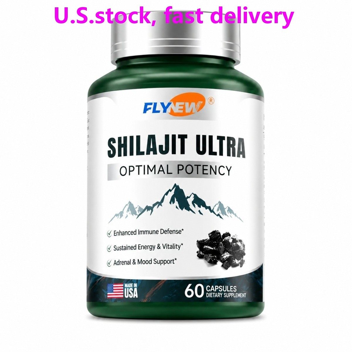 Flynew Shilajit Ultra, 60ct, Energy, Immune & Mood Support
