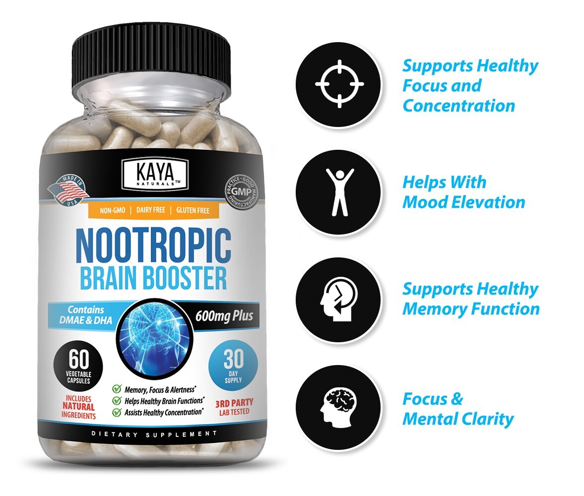 Nootropic Brain Booster 60ct, Healthy Brain Memory Support, Nootropic Supplement