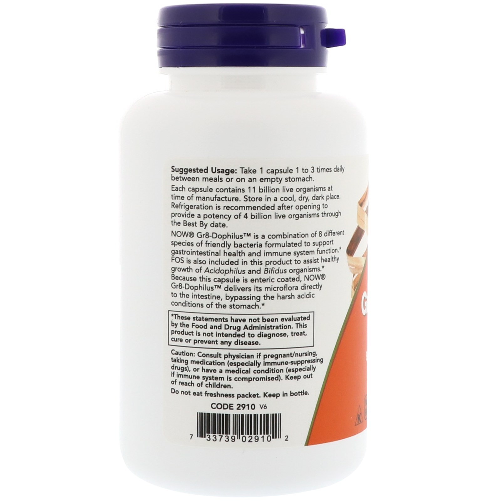 Now Foods Gr8-Dophilus 120 Veg Capsules Dairy-Free, GMP Quality Assured, Kosher