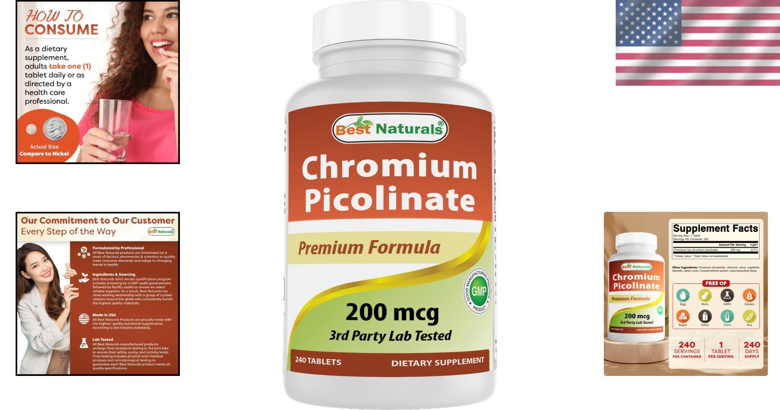 240 Count Chromium Picolinate Tablets 200 mcg – Pure Weight Management Support