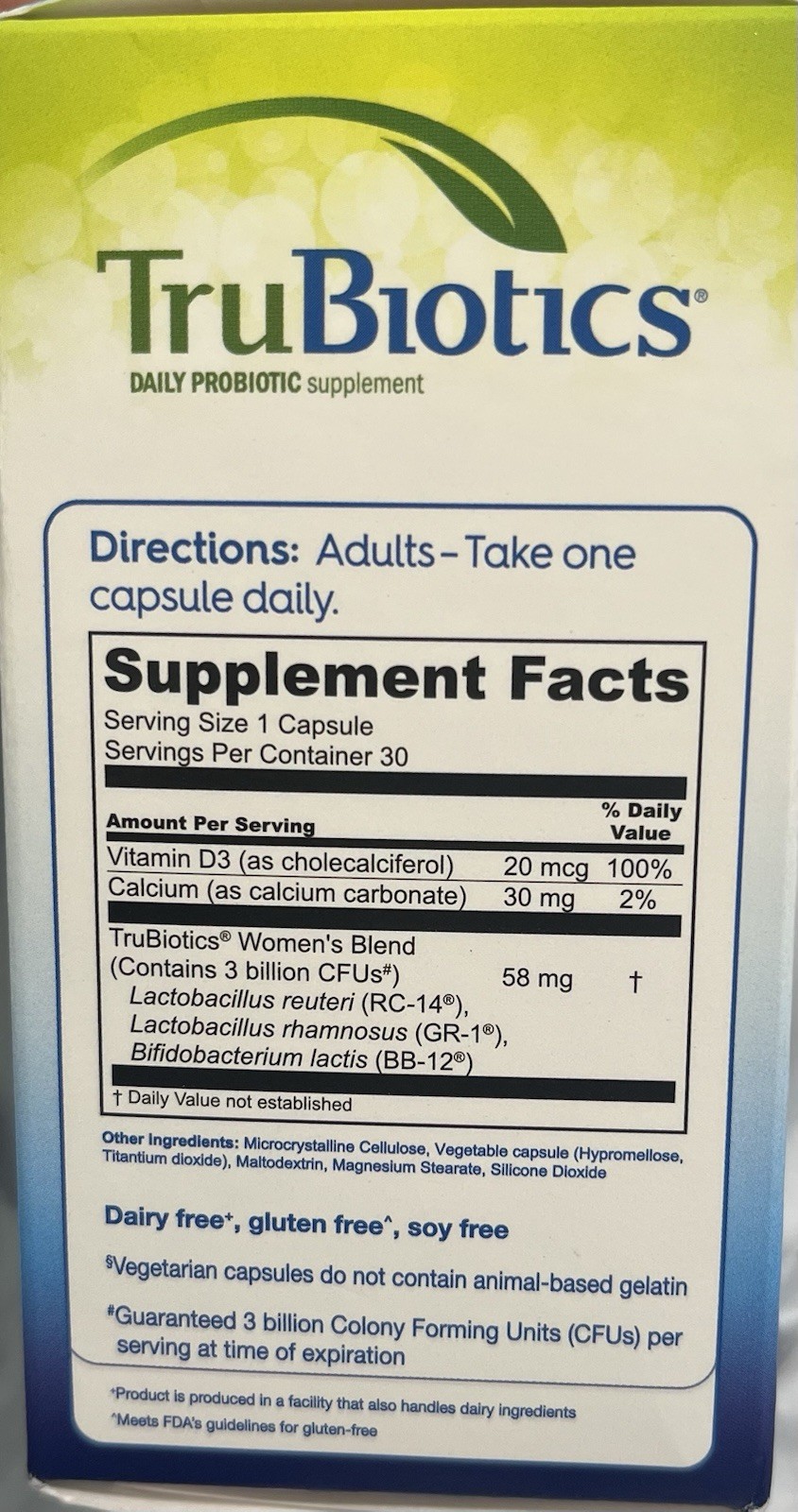 TruBiotics Women’s Probiotics 30 Ct Gut Vaginal Health Immune Bone Support 8/26