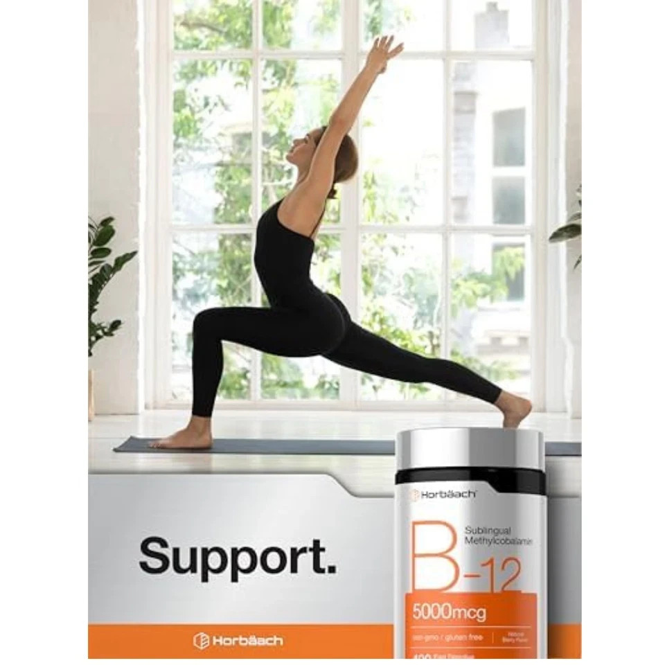 Horbaach Vitamin B12 5000mcg 120 Fast Dissolve Tablets Berry Vegan Non GMO