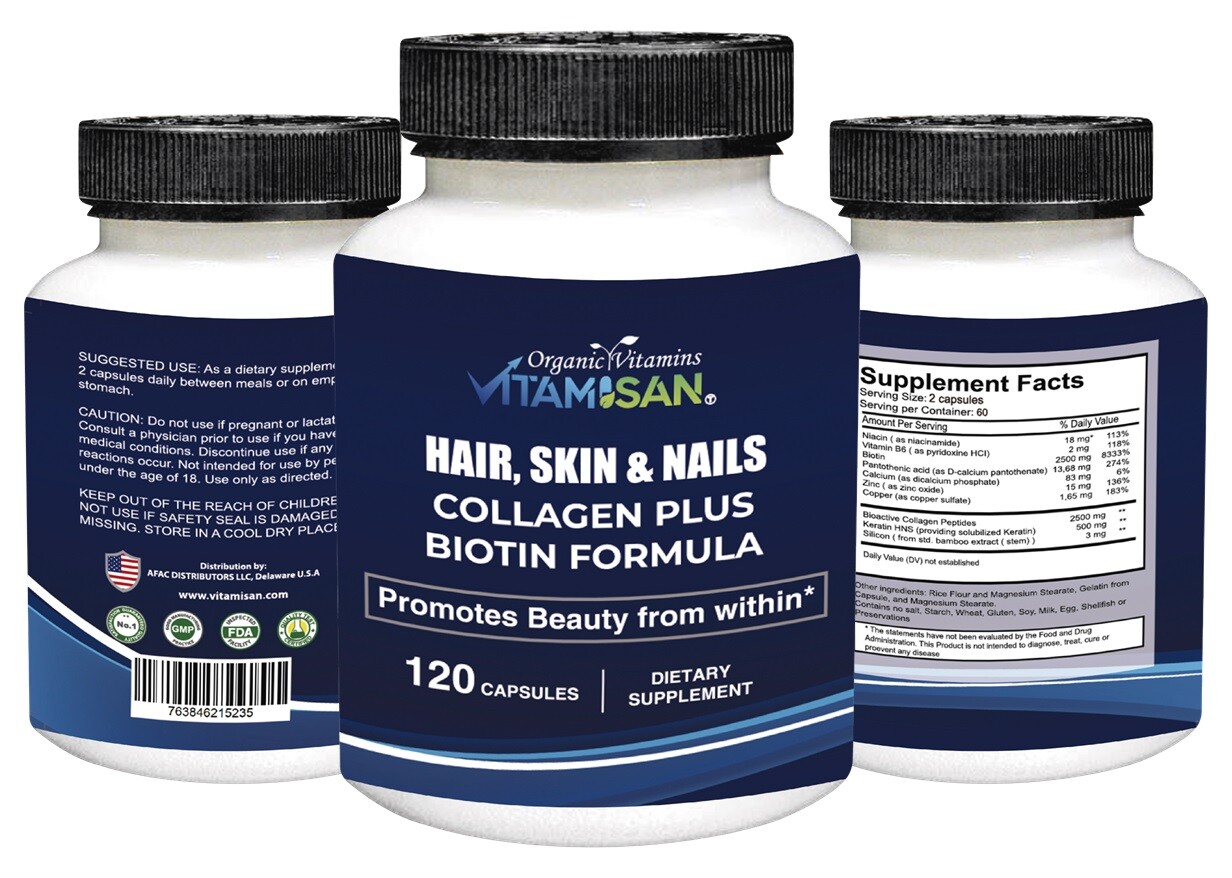 Hair Gain Biotin Hydrolyzed DHT Blocker Hair Growth Vitamins 2500000 Women Men