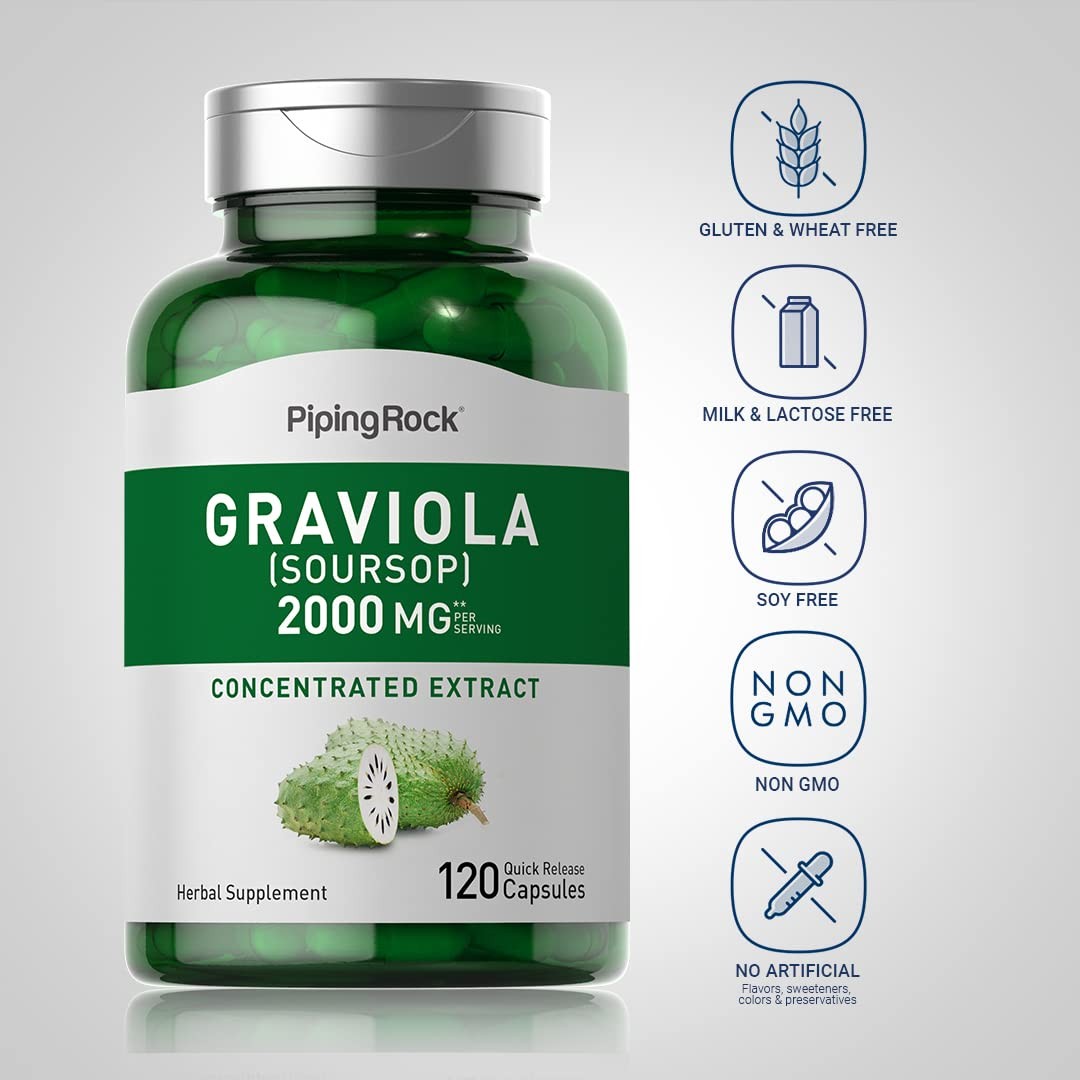 Piping Rock Graviola Soursop Capsules |120 Count 120 (Pack of 1), Brown