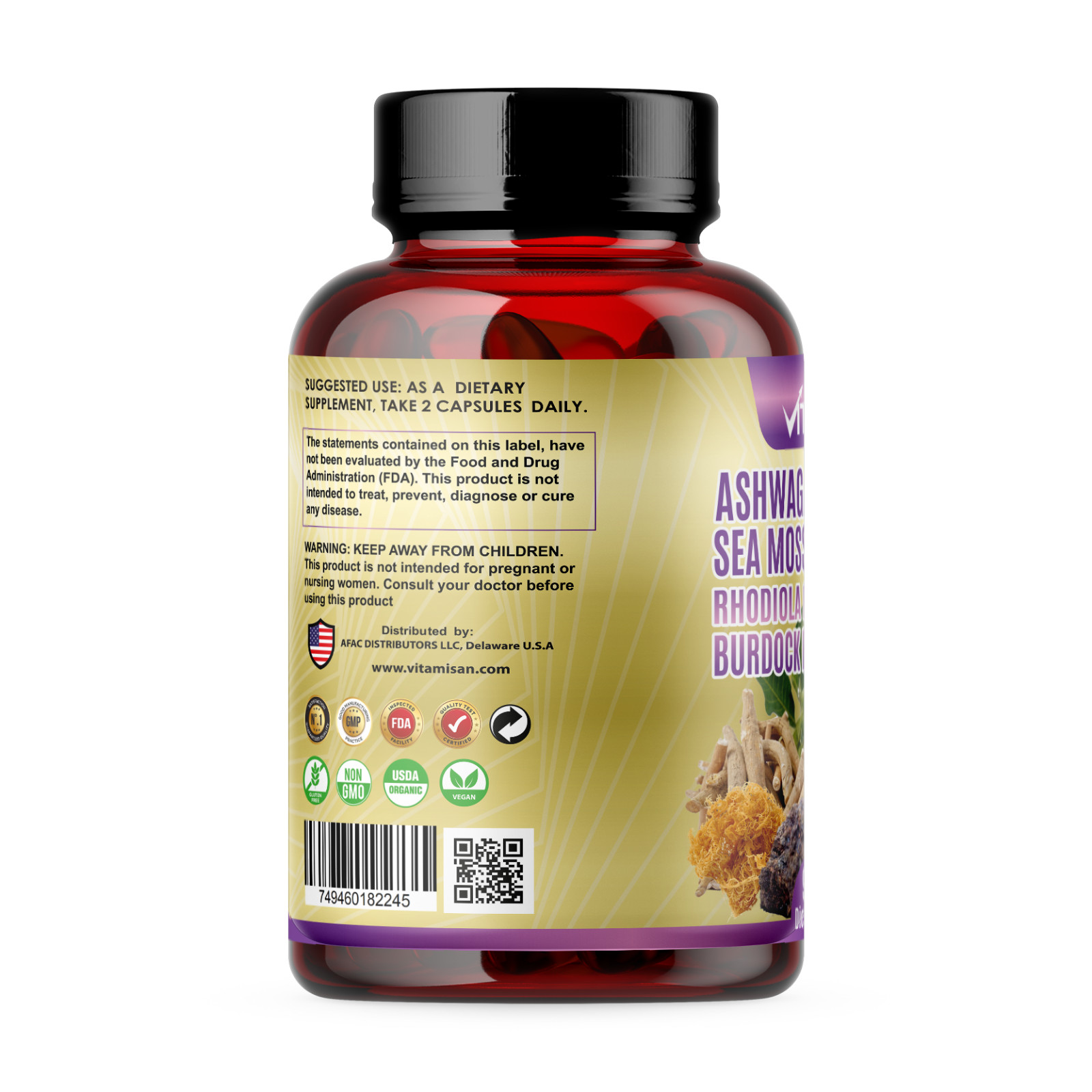 Ashwagandha Capsules 180 Supplement w/ Black Pepper Root Powder 23,300 mgOrganic