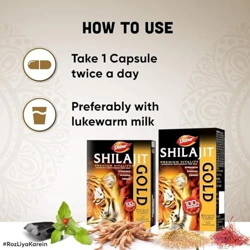 Shilajeet Go0ld Caps 20 Caps Ayurvedic Energy Stamina Support Pack 10