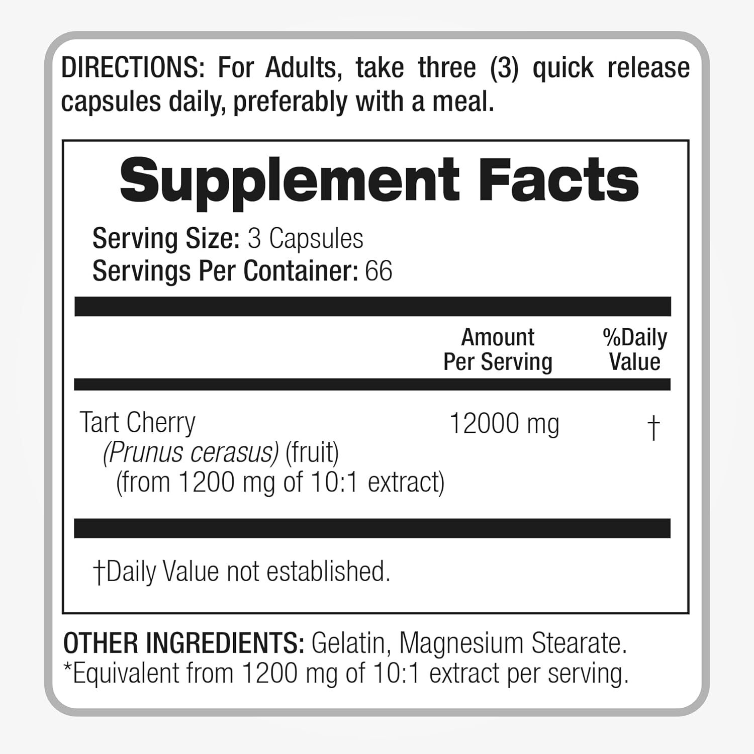 Tart Cherry 12000mg 200 Vegetarian Capsules
