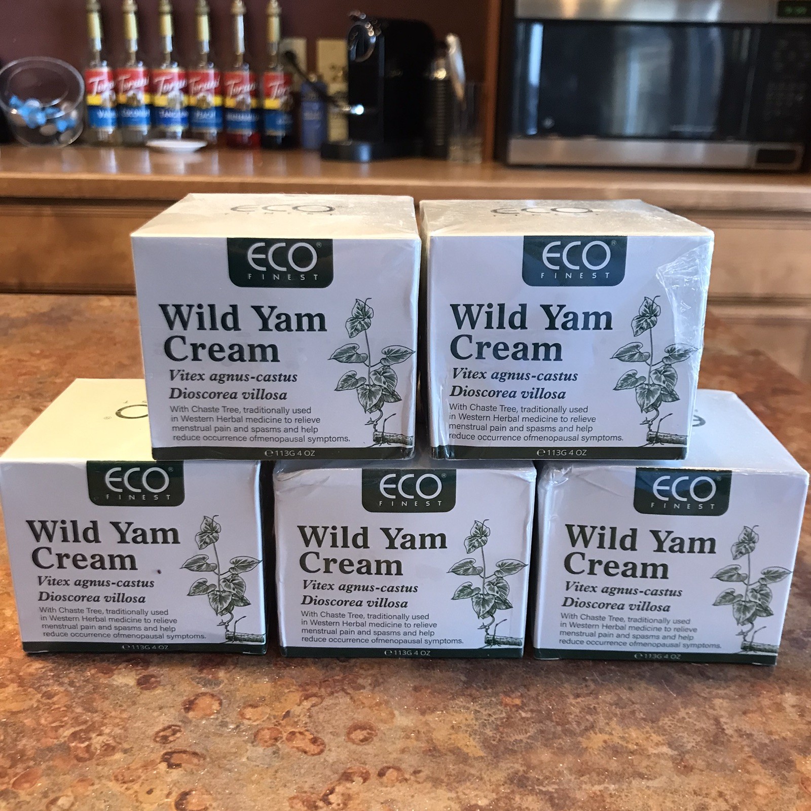 Lot of 5 Eco Finest Wild Yam Cream for Hormone Balance Menopause Hot Flash 20 oz
