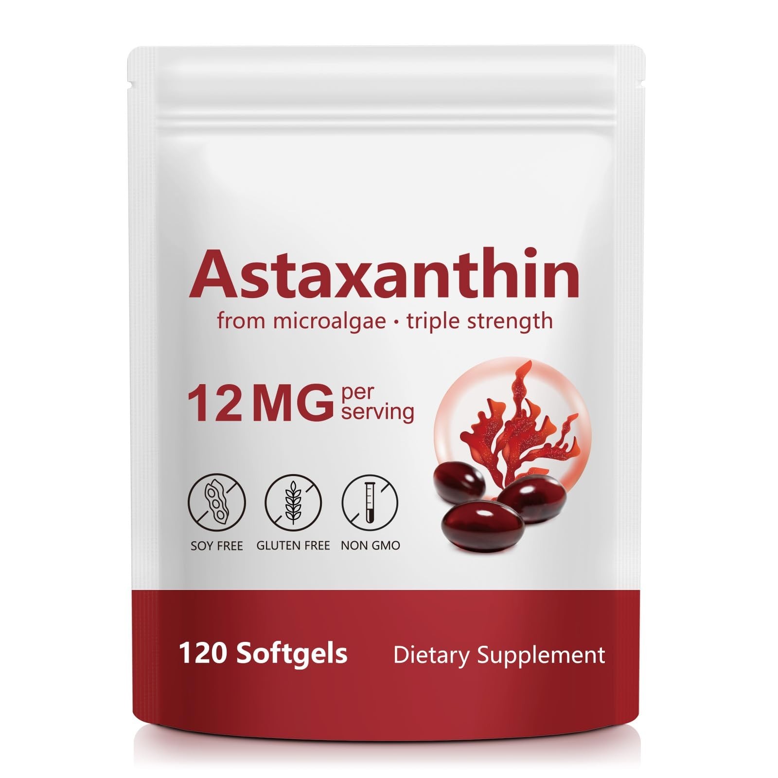 Astaxanthin Antioxidant Supplements for Eye, Joint & Skin Health – 120 Capsules