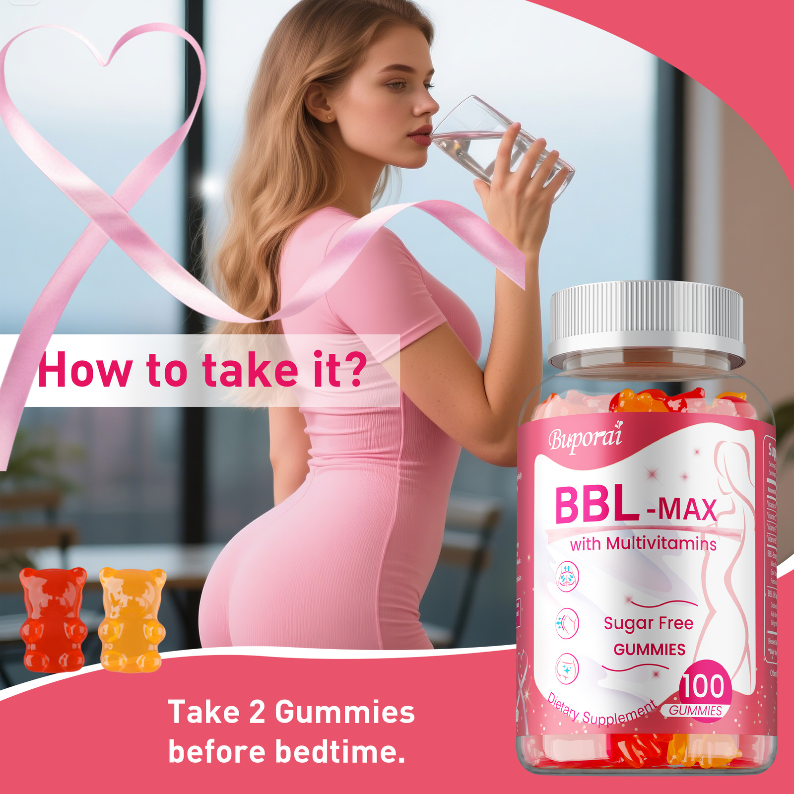 BBL -MAX Gummies – with Multivitamins, Buttocks,Lift, Firm, and Sculpt Buttocks