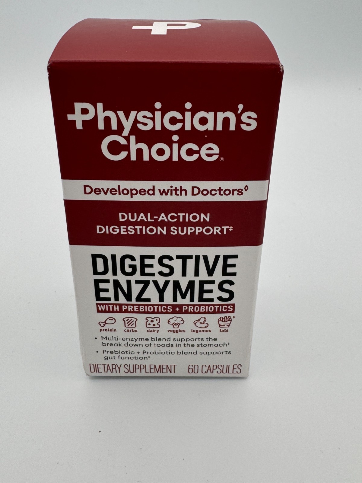 Physician’s Choice Digestive Enzymes Dual Action Pre Probiotic 60 Capsules New