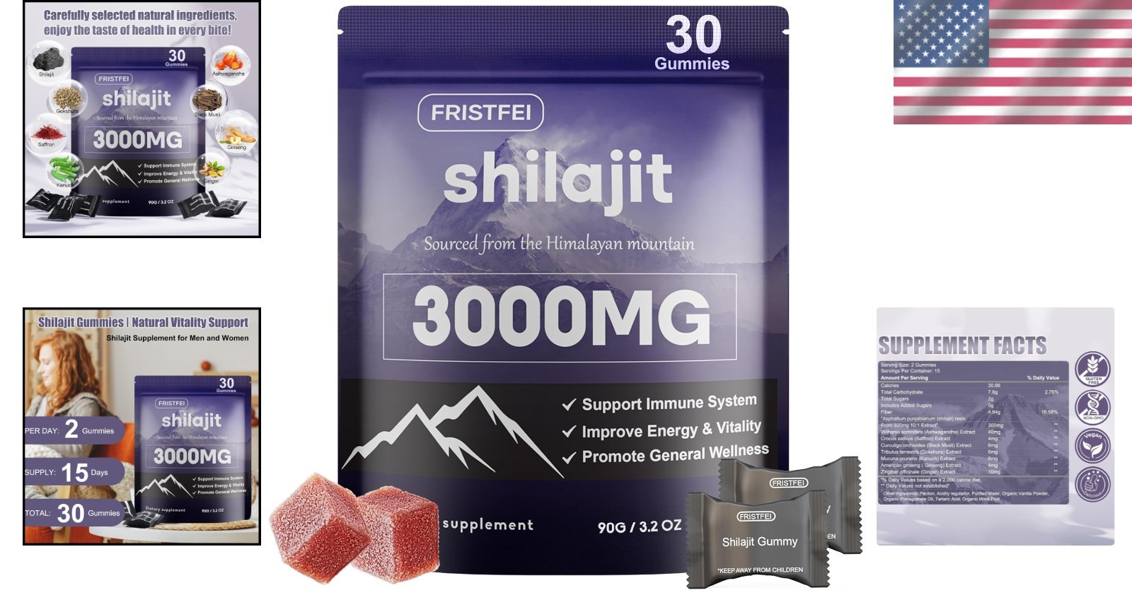 UltimaPeak Pure Himalayan Shilajit Gummies with 30 Count (Pack of 1)