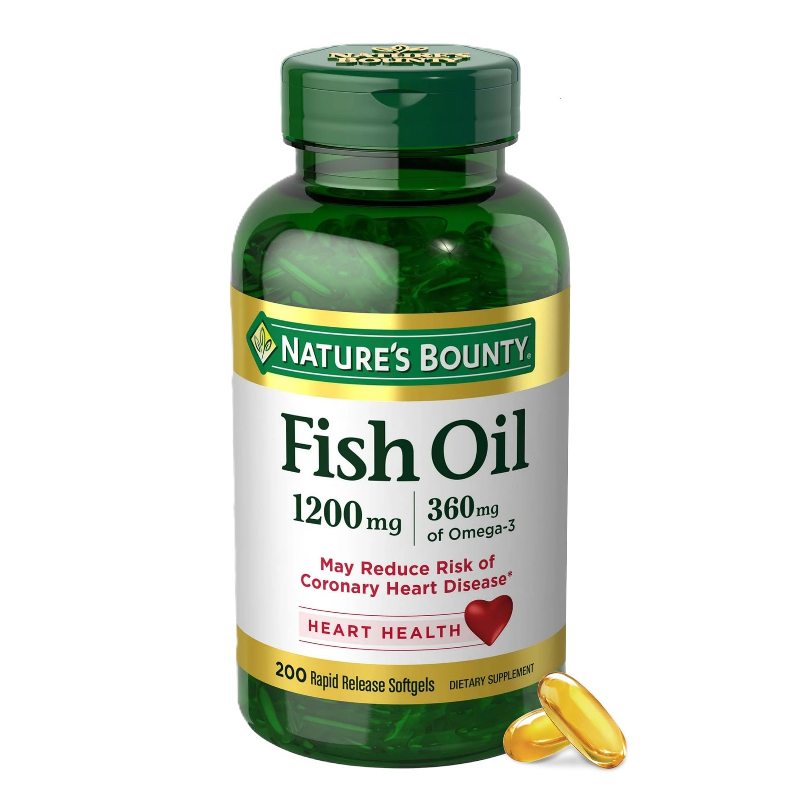 Fish Oil Omega 3 Supplements – Supports Heart Health, Omega-3, 200 Softgels