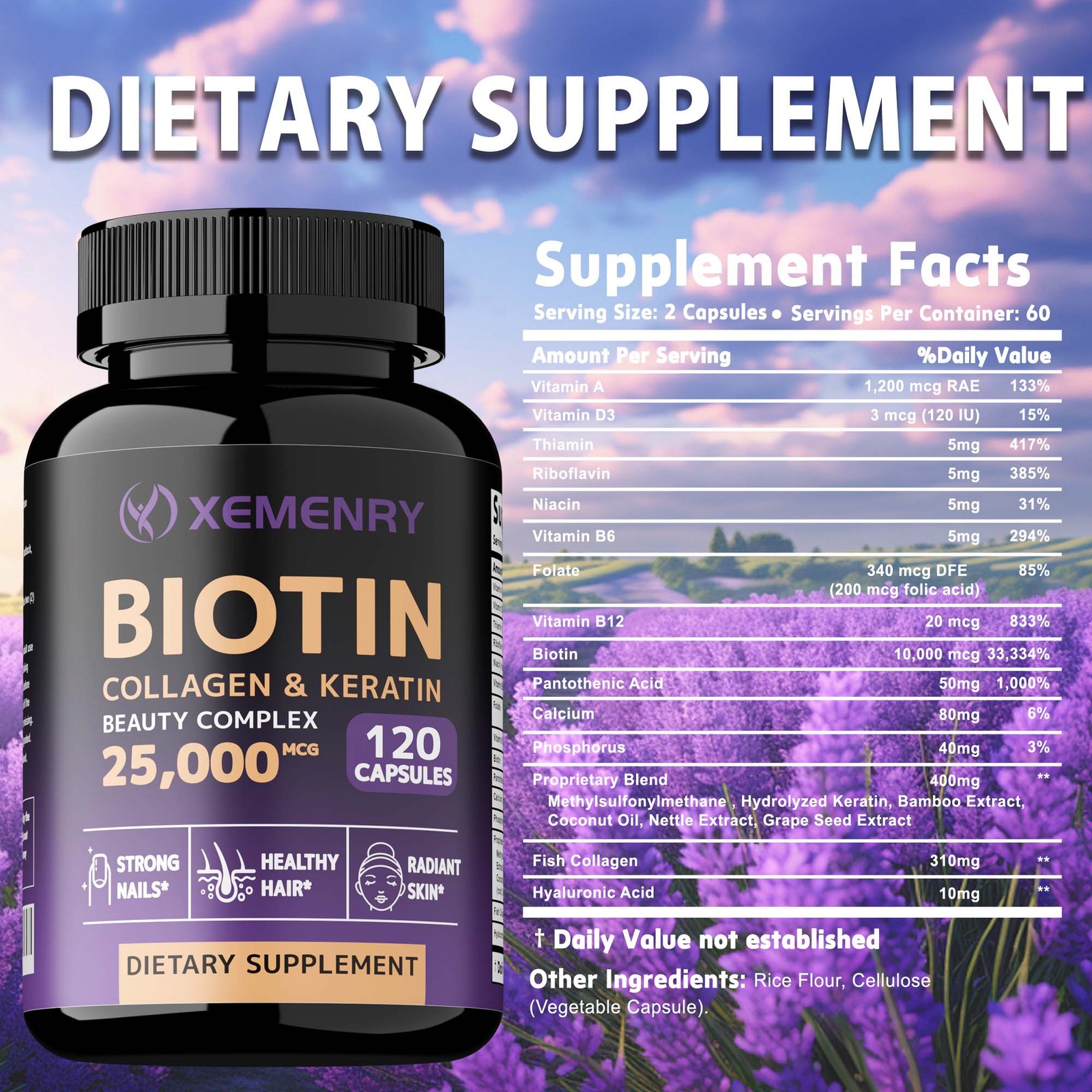 Biotin Collagen & Keratin 120pcs- Anti-Aging, Skin Health, Prevents Hair Loss
