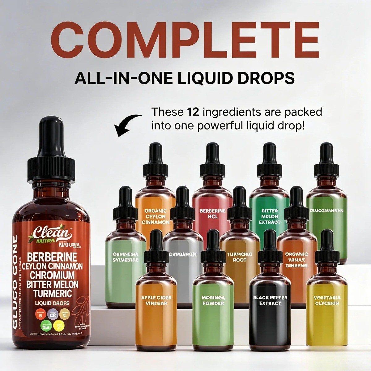 Clean Nutra Berberine with Ceylon Cinnamon Liquid Drops–Metabolism & Blood Sugar