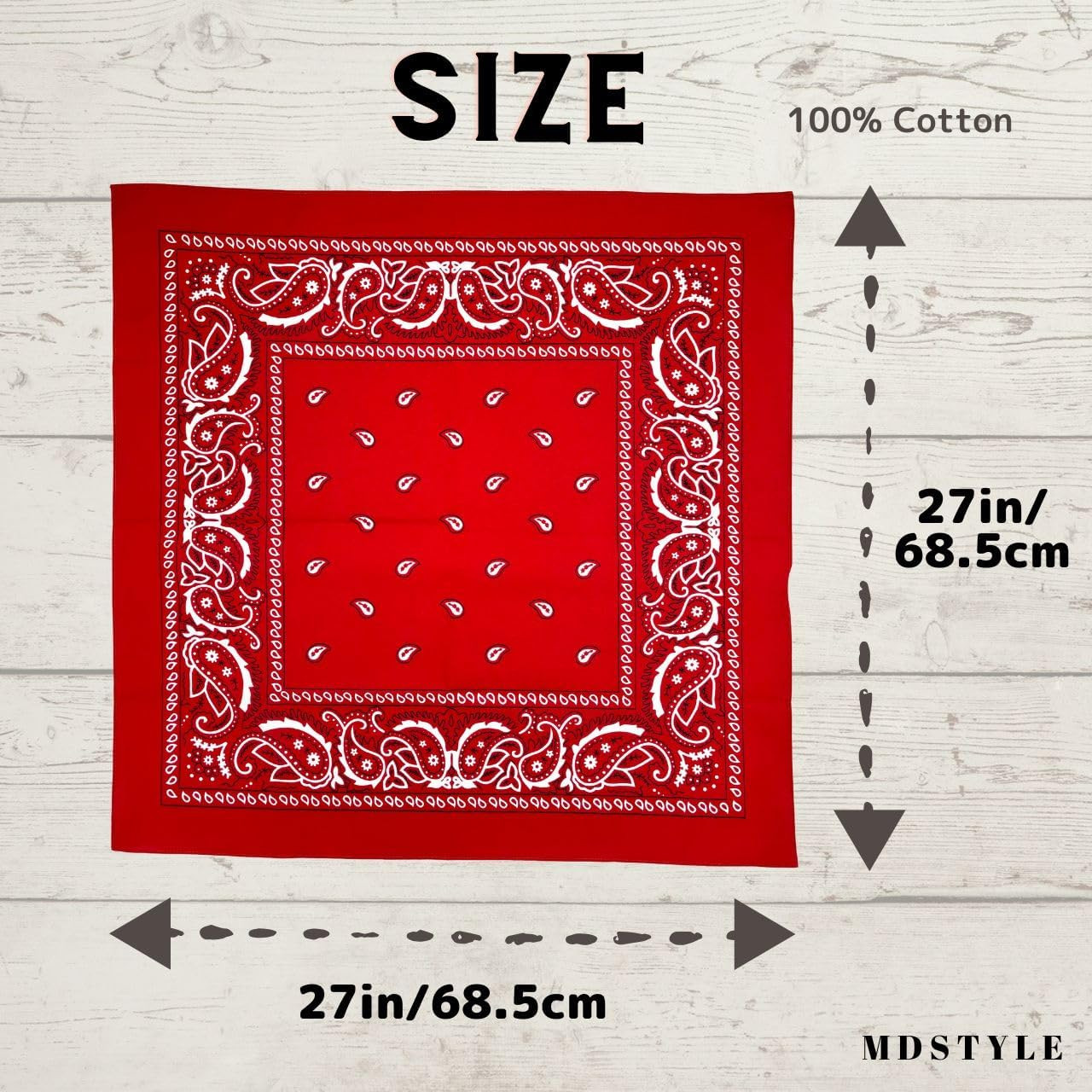 Extra Large Bandana 27” x 27” 100% Cotton for Men & Women Paisley Handkerchief H
