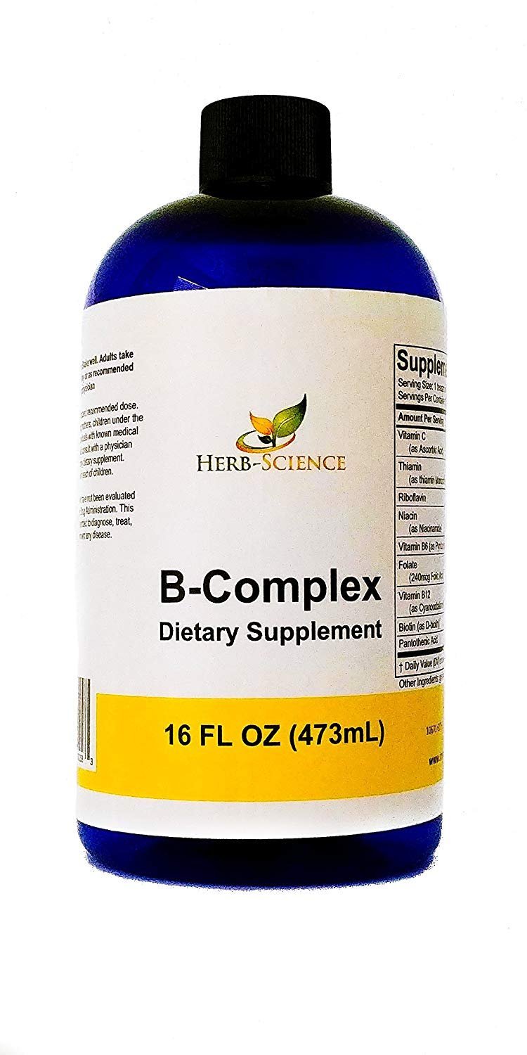 Herb-Science 16oz Super Liquid B Complex Vitamins with Vitamin C Alcohol-Free