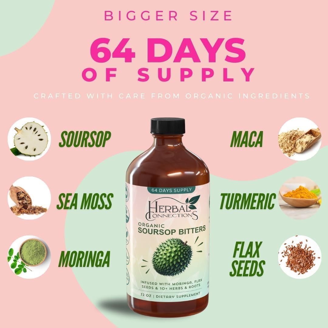 Soursop Bitters Liquid 32 Ounces – 64 Servings – 20 Herb Formula