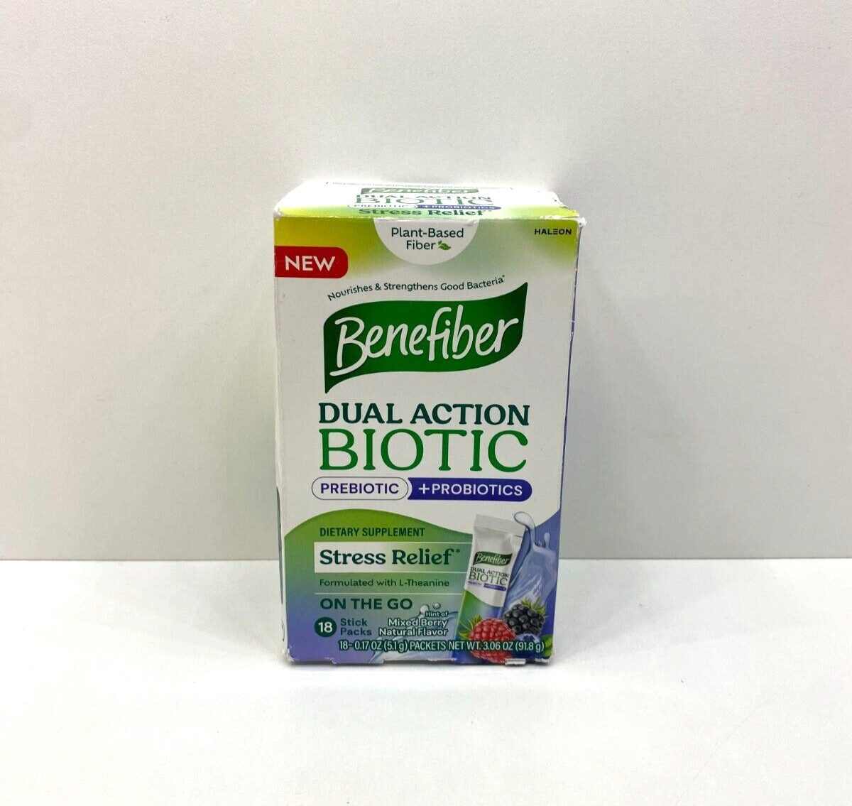 2 Benefiber Dual Action Biotic Prebiotic Probiotics Stress Relief Stick Packs