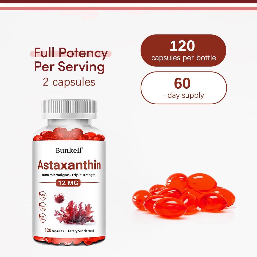 Triple Strength Astaxanthin 12mg from microalgae – 30/60/120 capsules