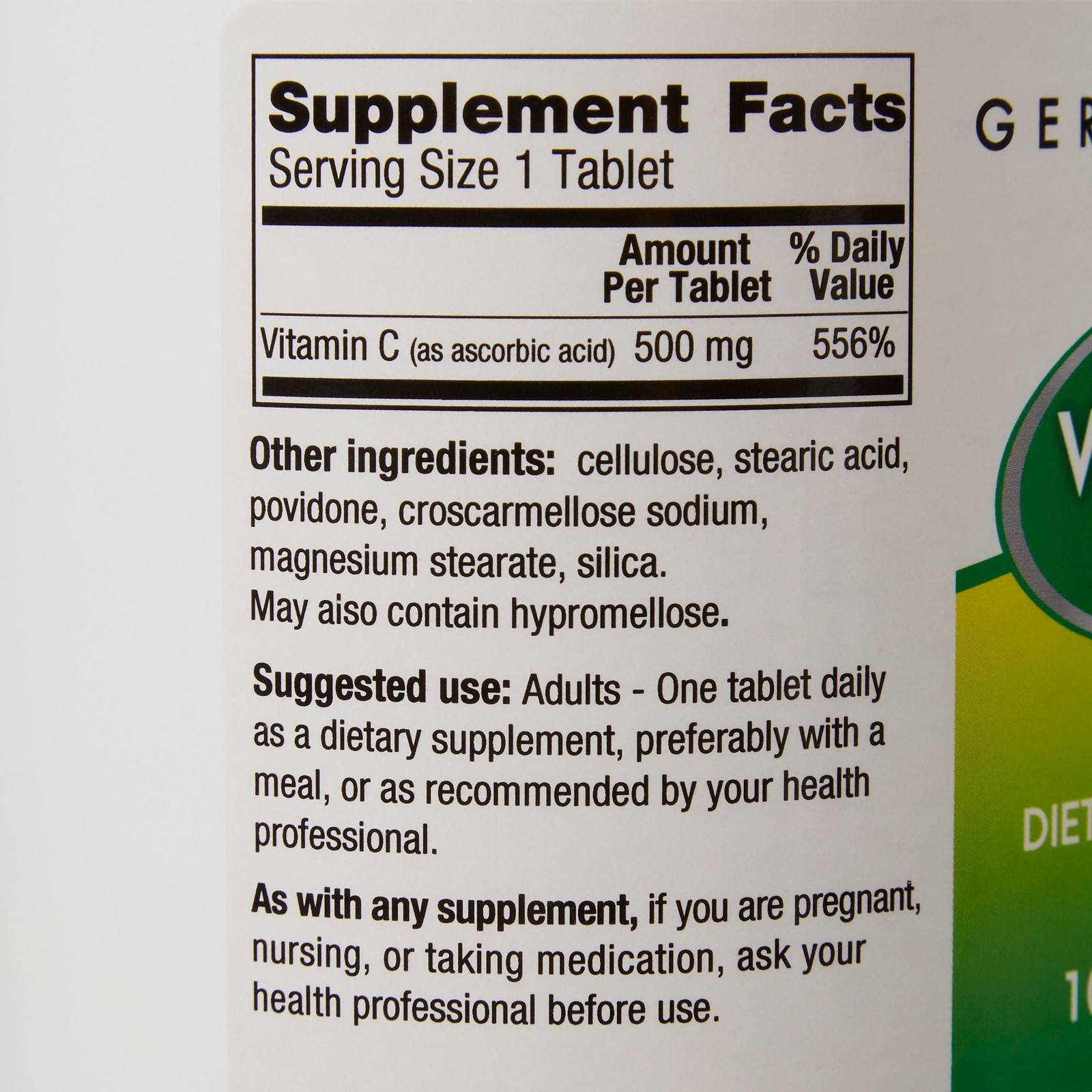 Geri-Care Vitamin C Tablet 500 mg 841-10-GCP 1 Bottle 1000 per Bottle
