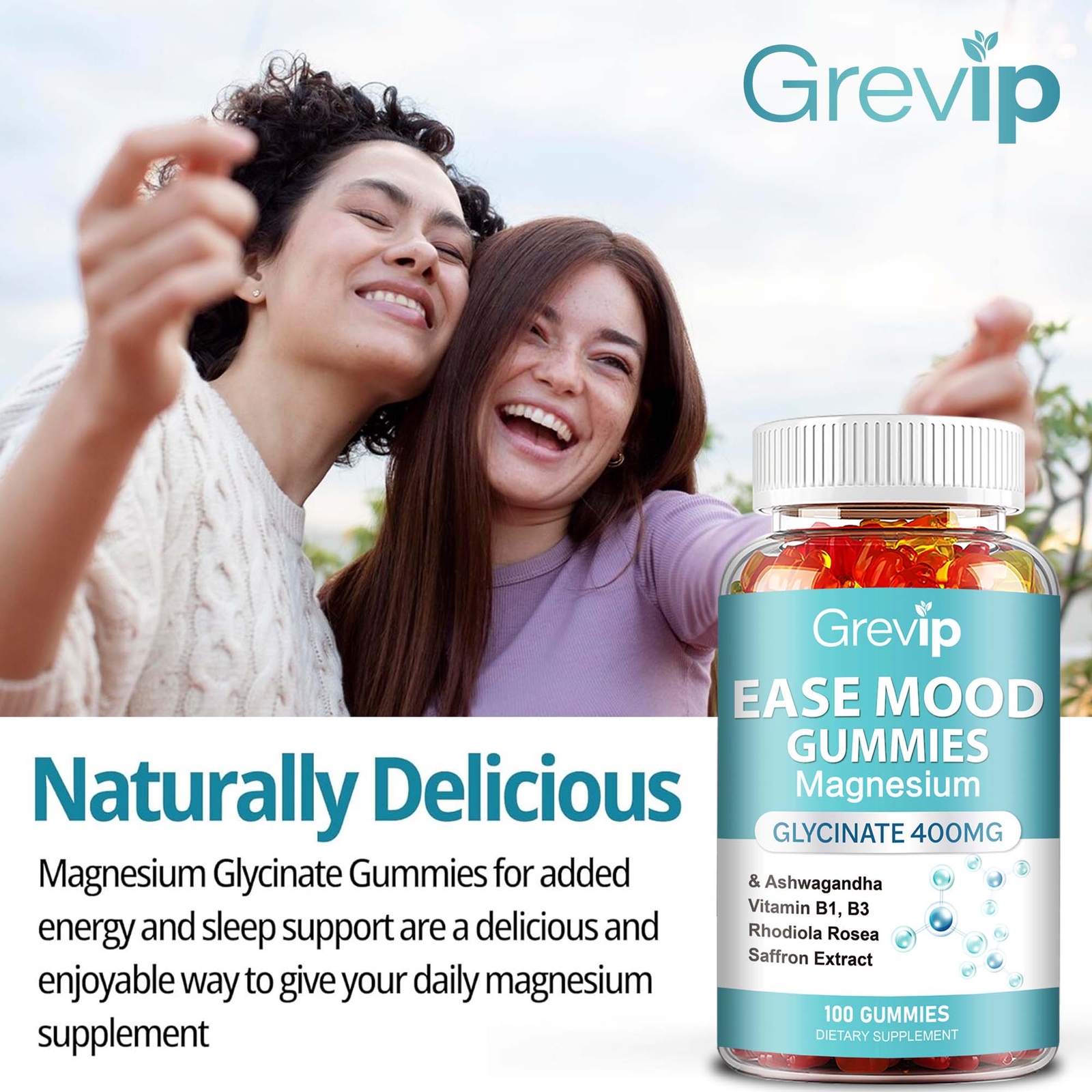 Ease Mood – Ashwagandha, Magnesium Glycinate, Rhodiola Rosea – Improves Focus