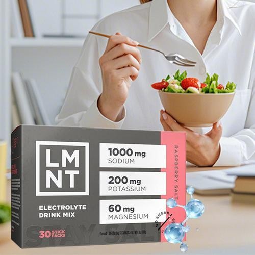 LMNT Electrolytes: 30-Pack Raspberry Salt ZERO-Sugar Energy Support Drink Mix