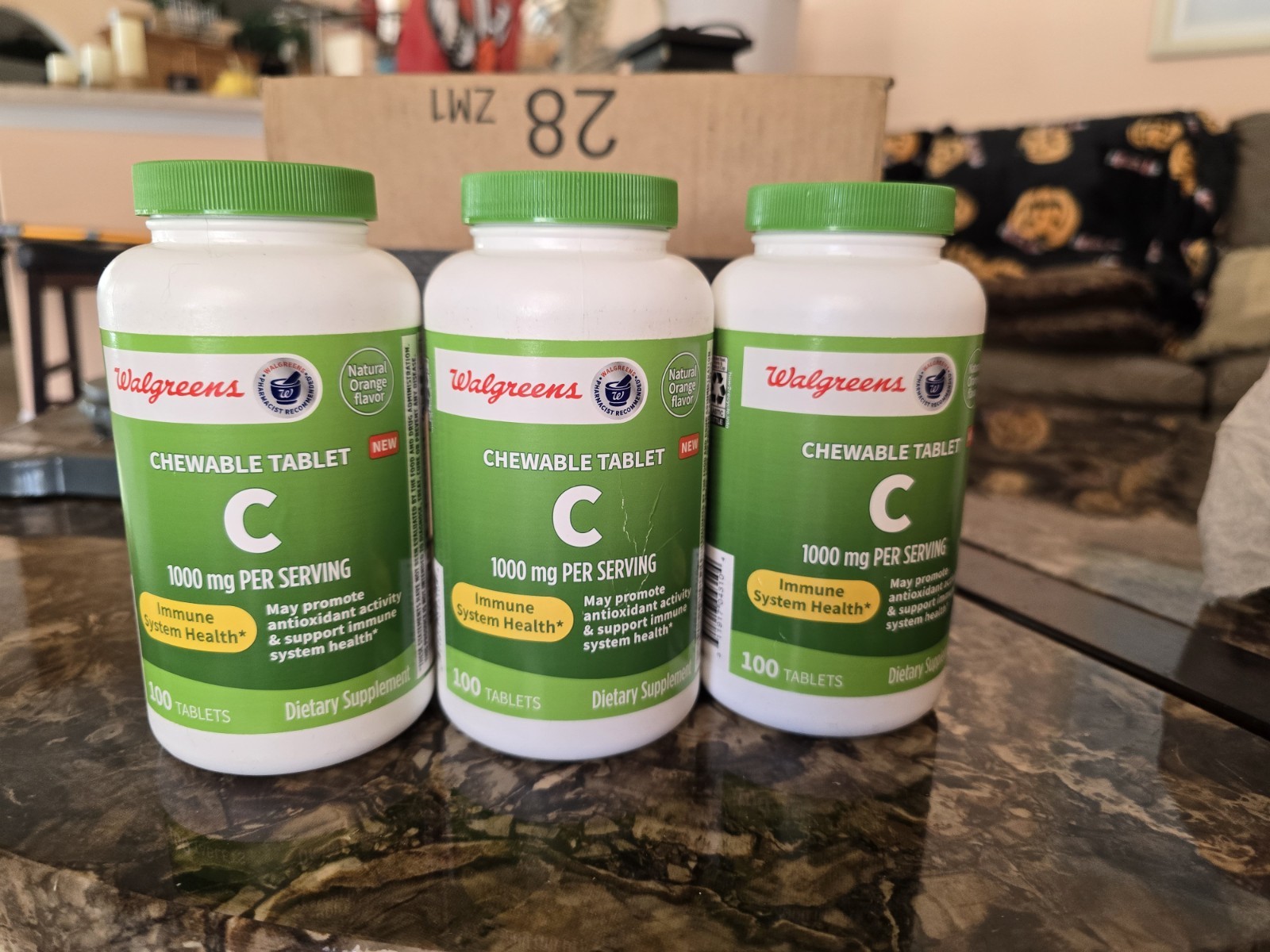 Chewable Vitamin C 500 mg Walgreens Orange Flavored Tablets 900 Count (3 x 300)