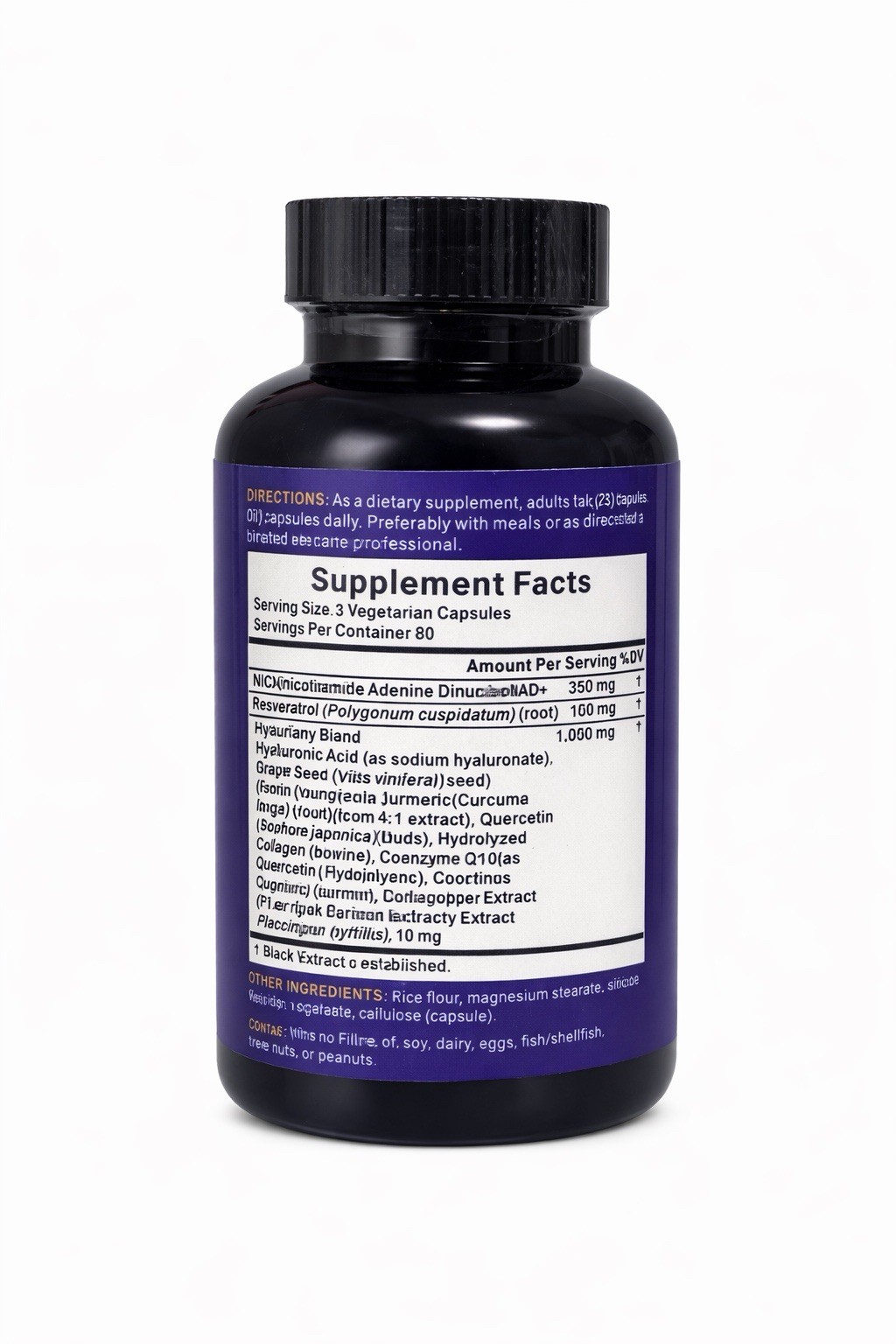 NAD+ 1500mg w/ Resveratrol CoQ10 | 240 Capsules | Energy Anti Aging Supplement