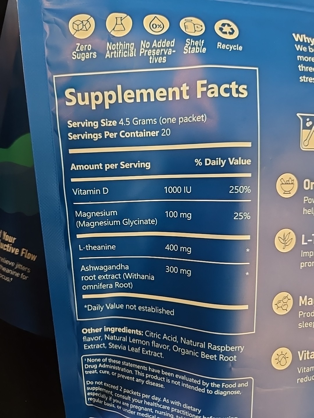 SupraCalm Powdered Drink Mix (Zero Sugar) (Exp. 7/26) (Raspberry Lemonde)