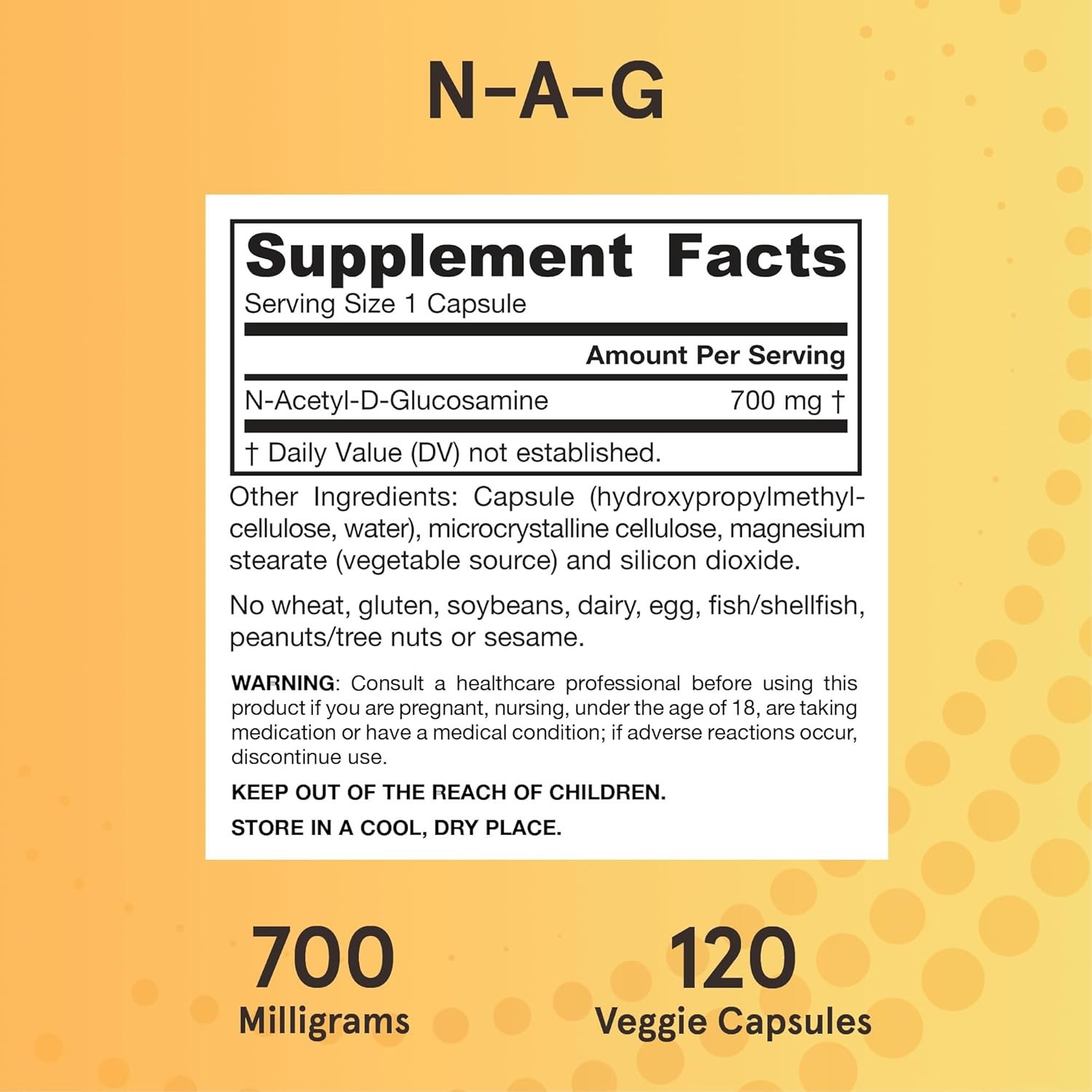 Jarrow Formulas® N-A-G 700 mg, N-Acetyl Glucosamine for Bone and Joint Support