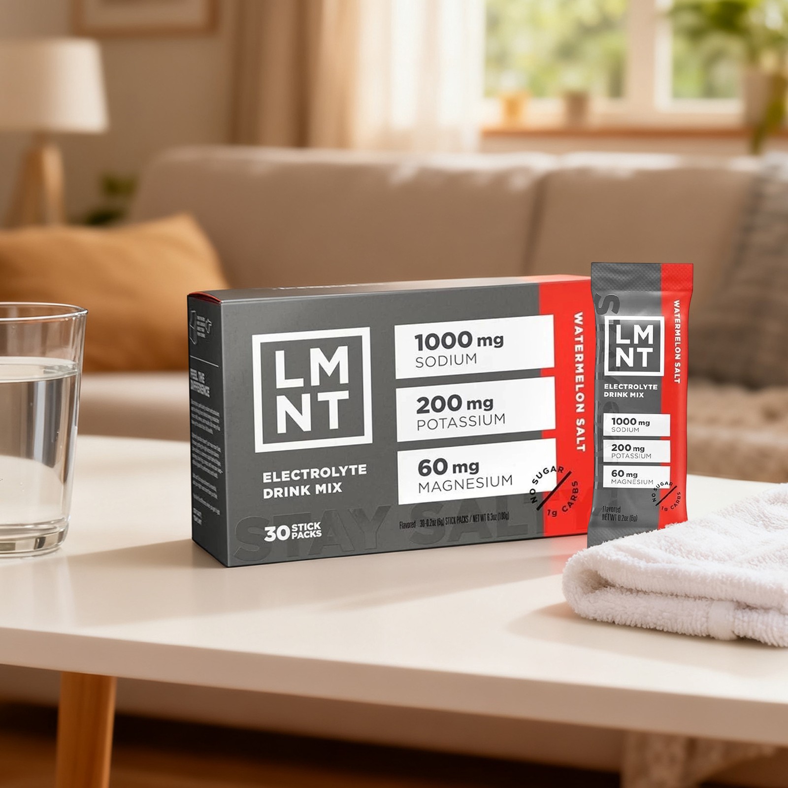 LMNT Zero Sugar Electrolytes – Watermelon Salt | Drink Mix | 30-Count