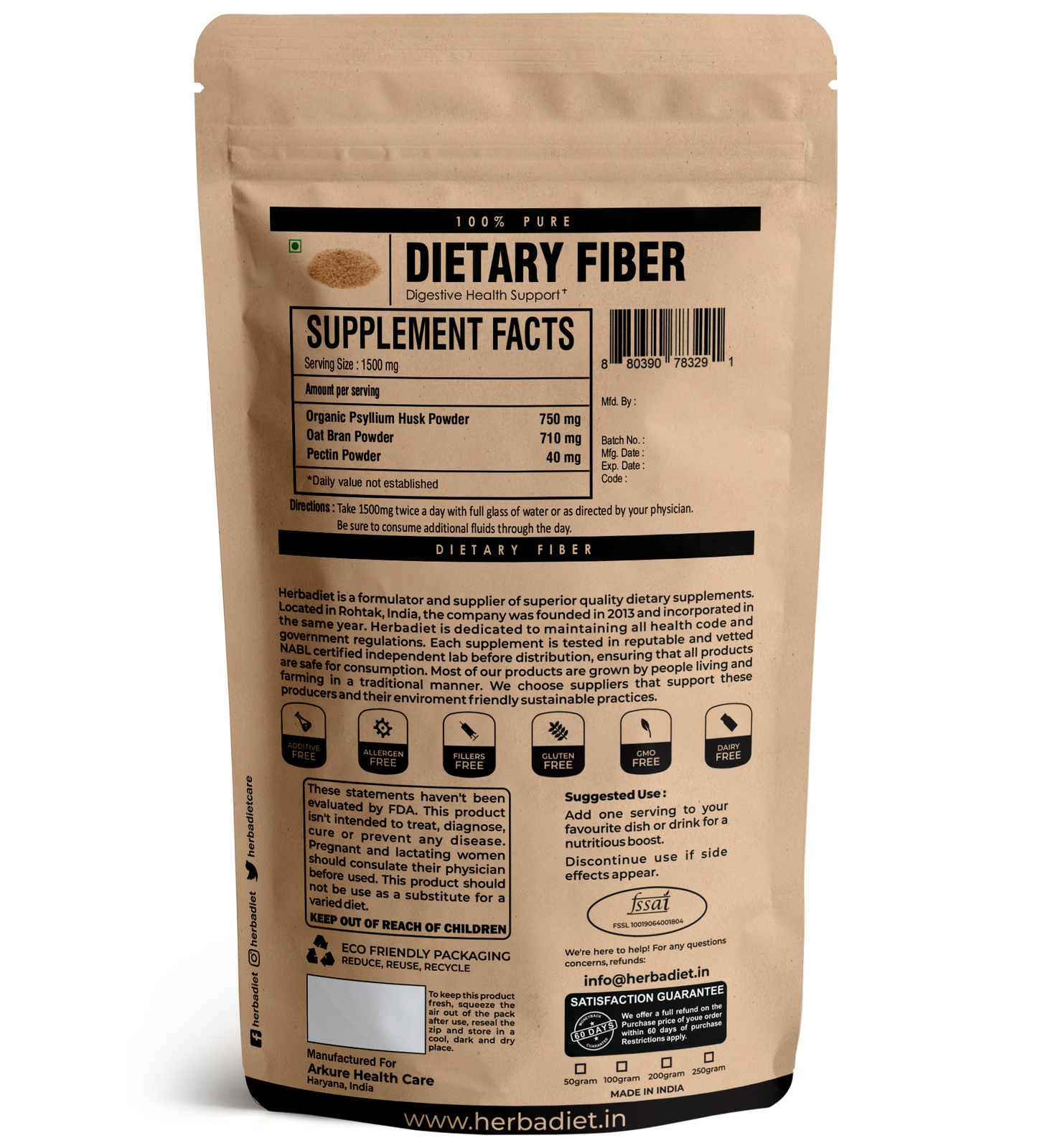 Dietary Fibre Complex Natural Multi Fiber Formula Bowel Health Detox Supplement