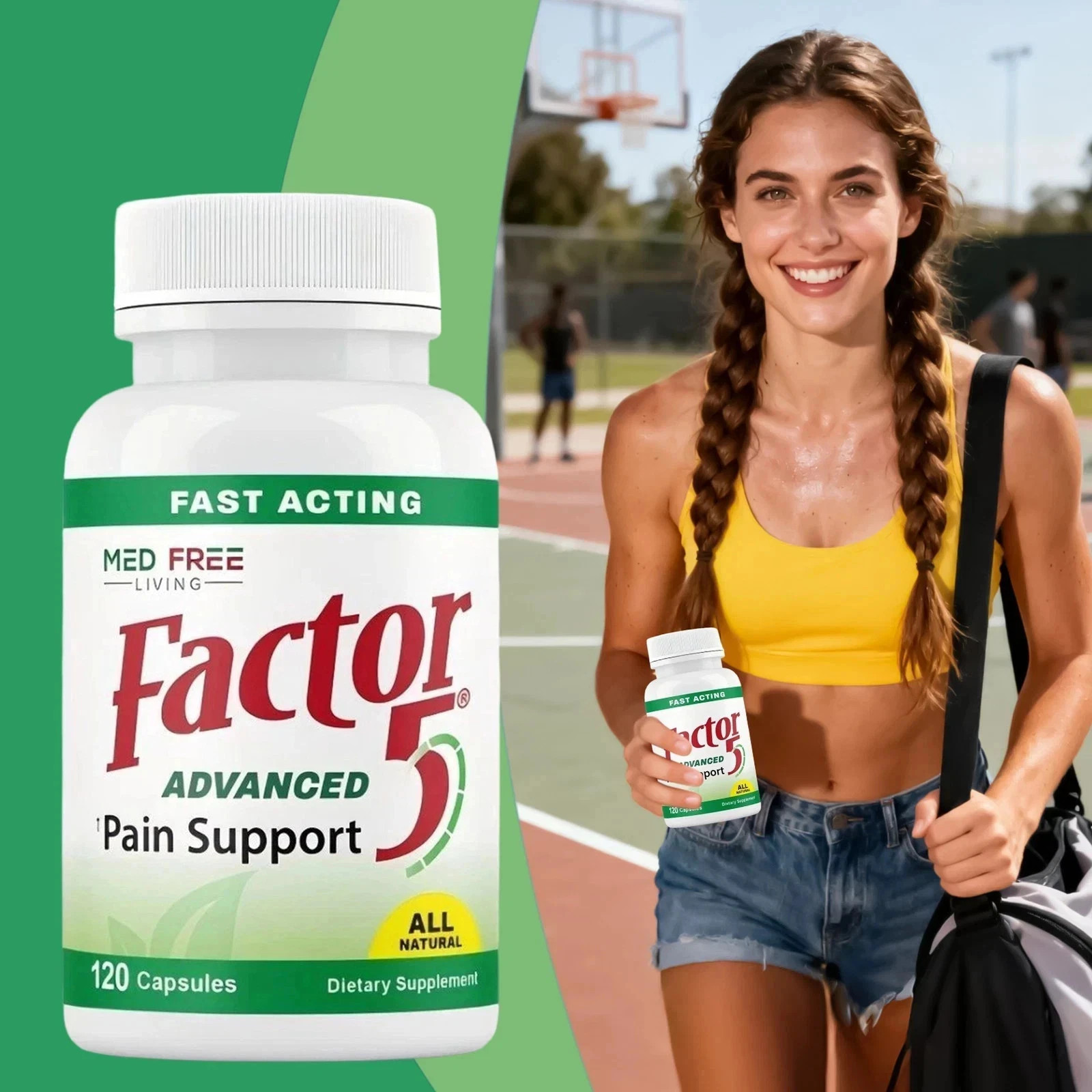 120 Factor Living Free 5 Organic Joint and Muscle Support Complex Med Capsules