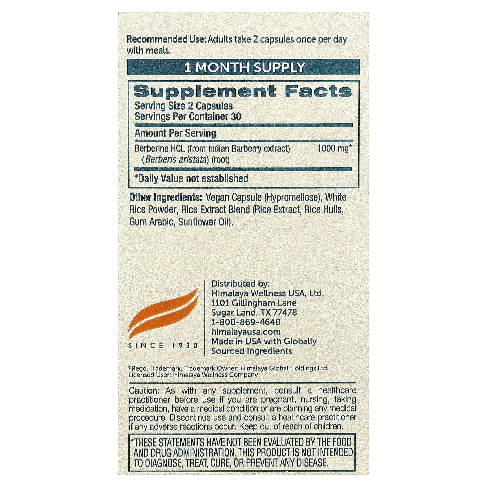Berberine , 500 mg , 60 Vegan Capsules