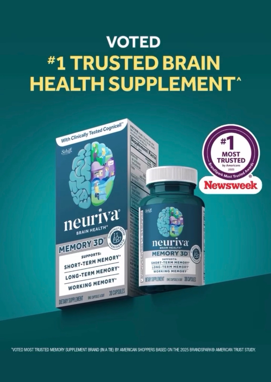 🎁 SCHIFF Neuriva Memory 3D Brain Health Nootropic Supplement S&L Term Mem 05/26