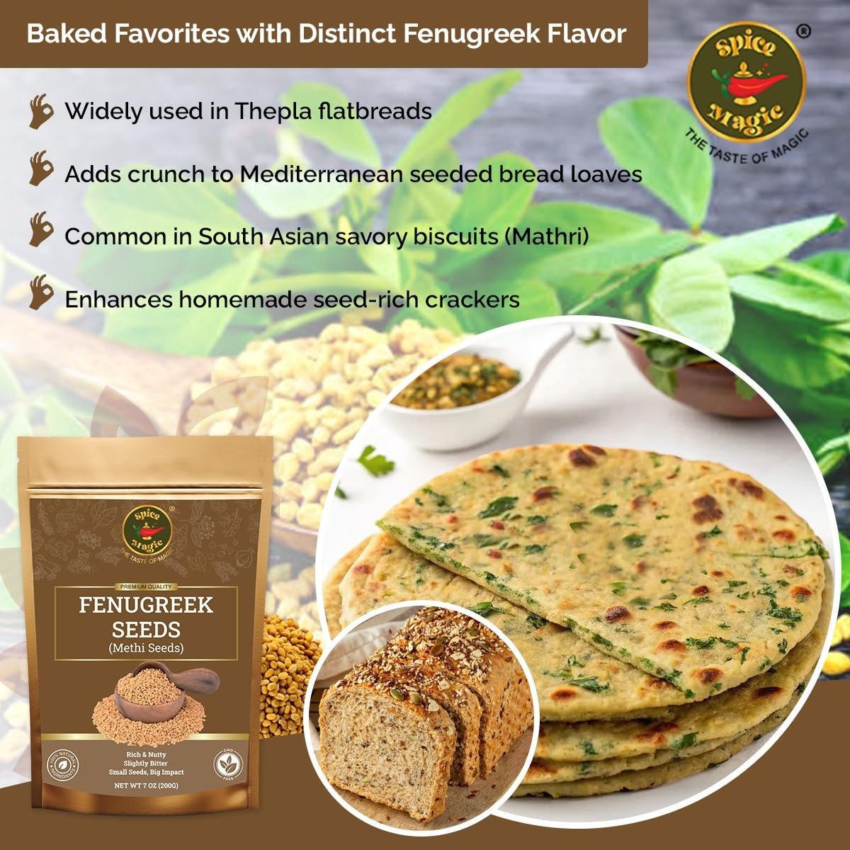 Spice Magic Fenugreek Seeds 7oz (200g) I Whole Methi for 7 Ounces