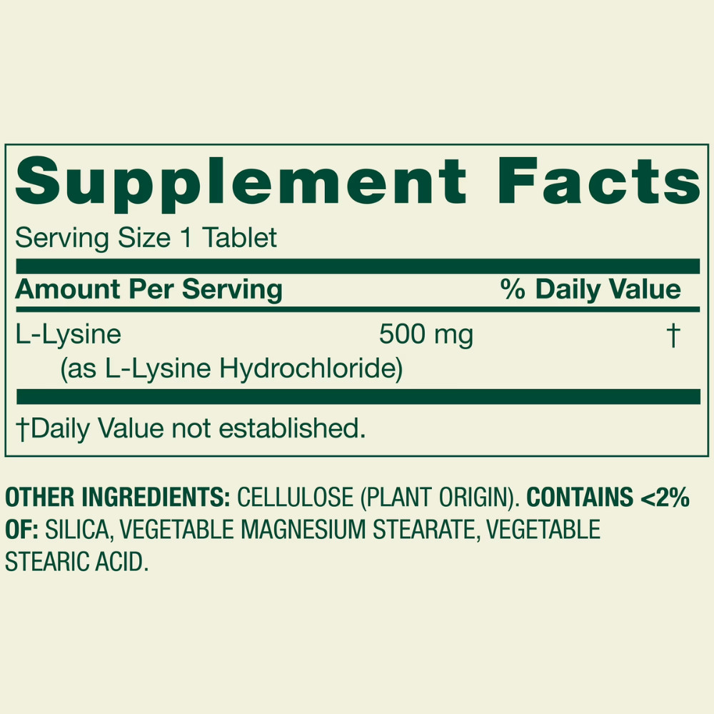 Spring Valley L-Lysine 500MG Dietary Supplement – 250 Count, Gluten Free, 1 Pack
