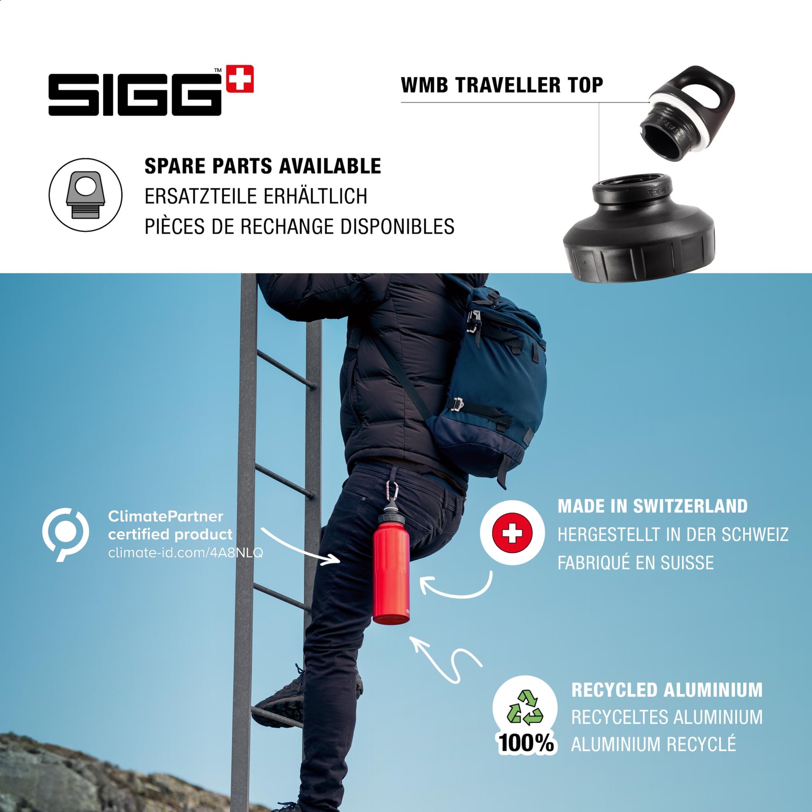 Sigg – Reusable Water Bottle – WMB Traveller Blue 51 Oz – 50.7 Ounces,