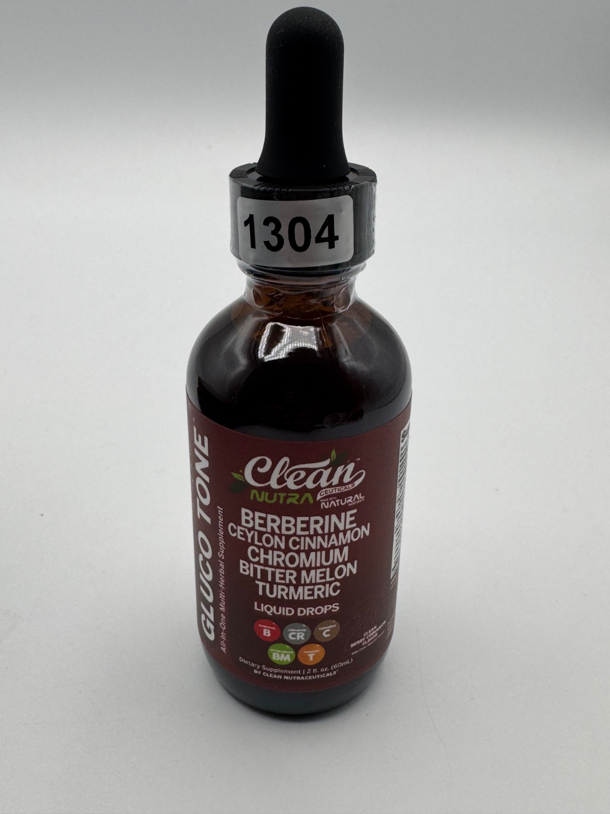 Clean Nutra Gluco Tone Berberine Ceylon Cinnamon Chromium Liquid Drops 2oz