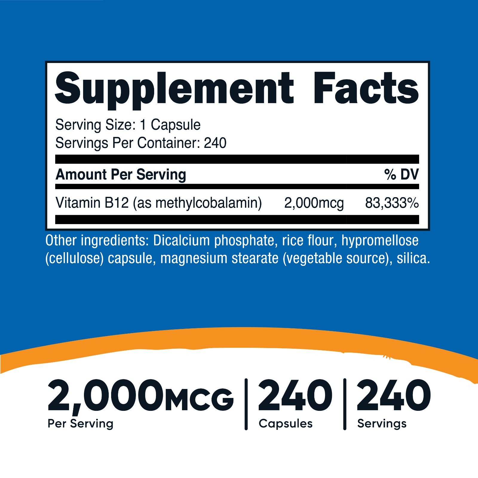 Nutricost Vitamin B12, 2000mcg, 240 Capsules – Non-GMO & Gluten Free