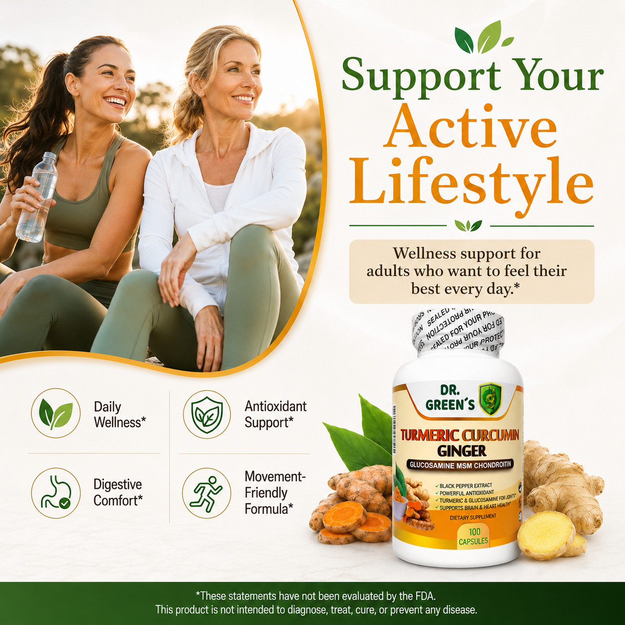 Turmeric Curcumin Piperin Biopterin 2600mg High Absorption Triple Strength 100
