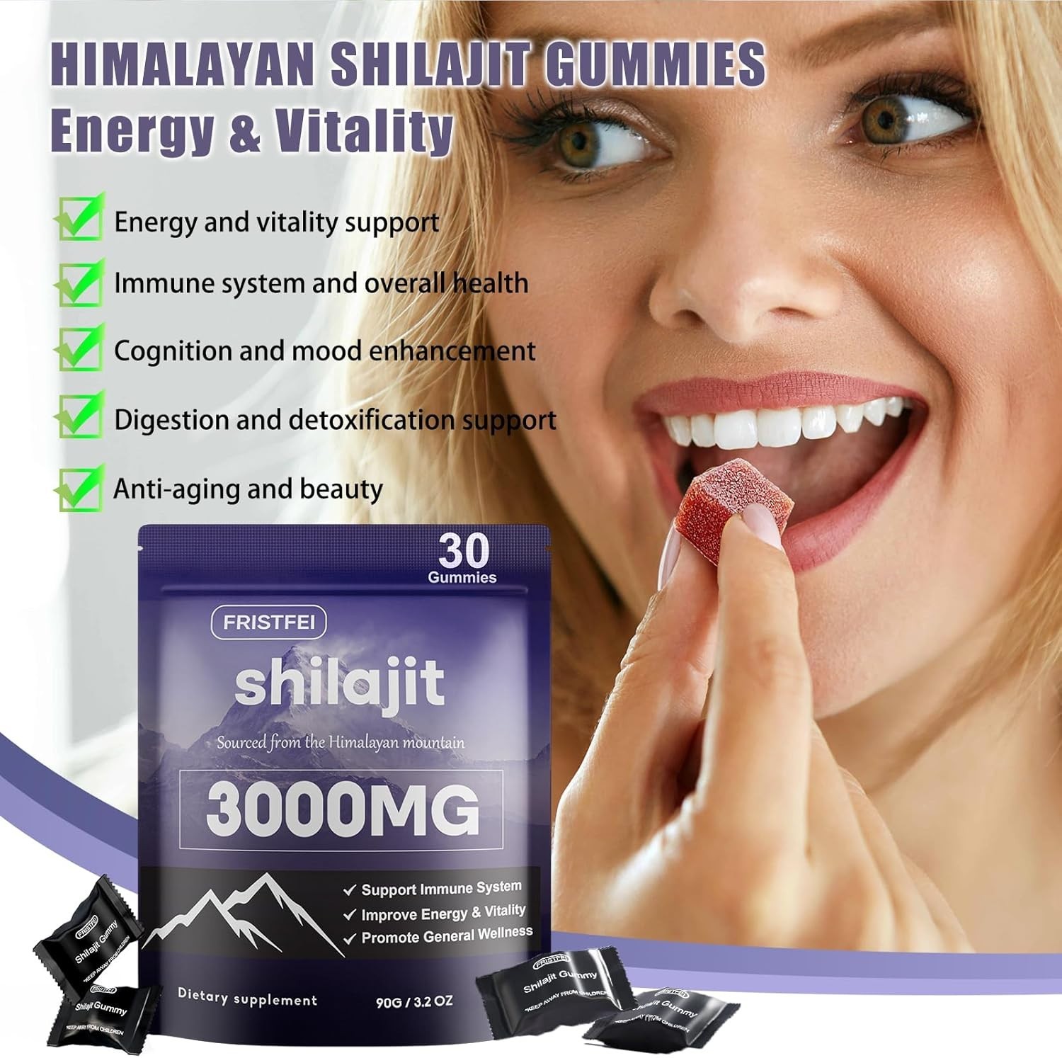 UltimaPeak Pure Himalayan Shilajit Gummies with 30 Count (Pack of 1)