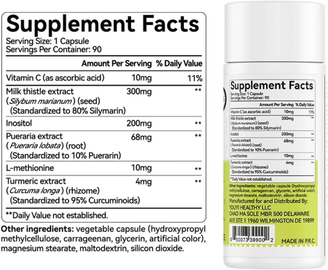 OxyEnergy Milk Thistle 300mg-Liver Detox Support with Silymarin&Vitamin C,90 Cap