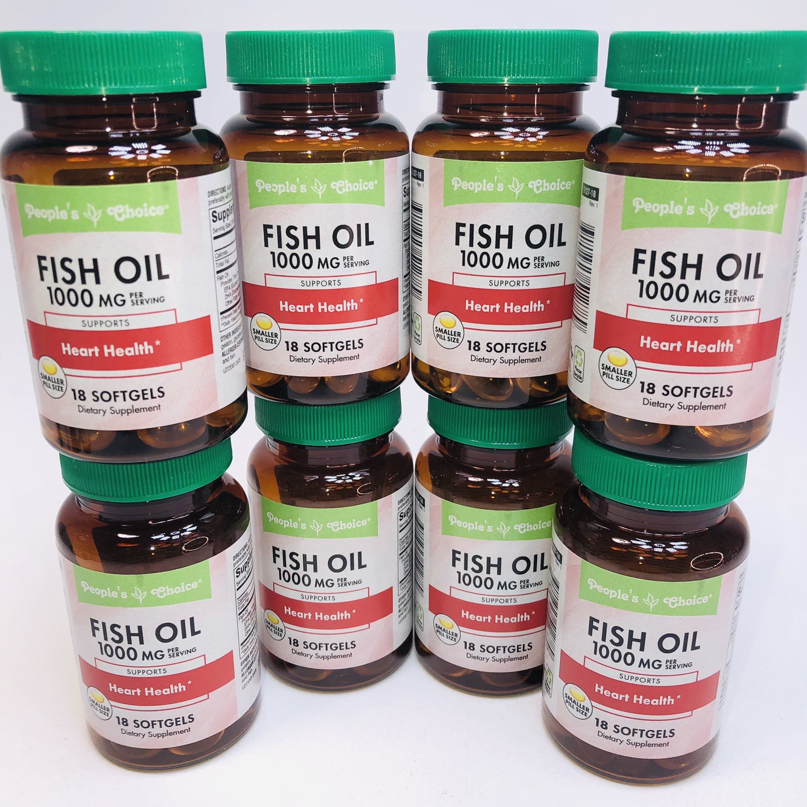 6 Bottles/ 18ct People’s Choice Fish Oil Omega 3 Softgels 1000 MG 07/2028