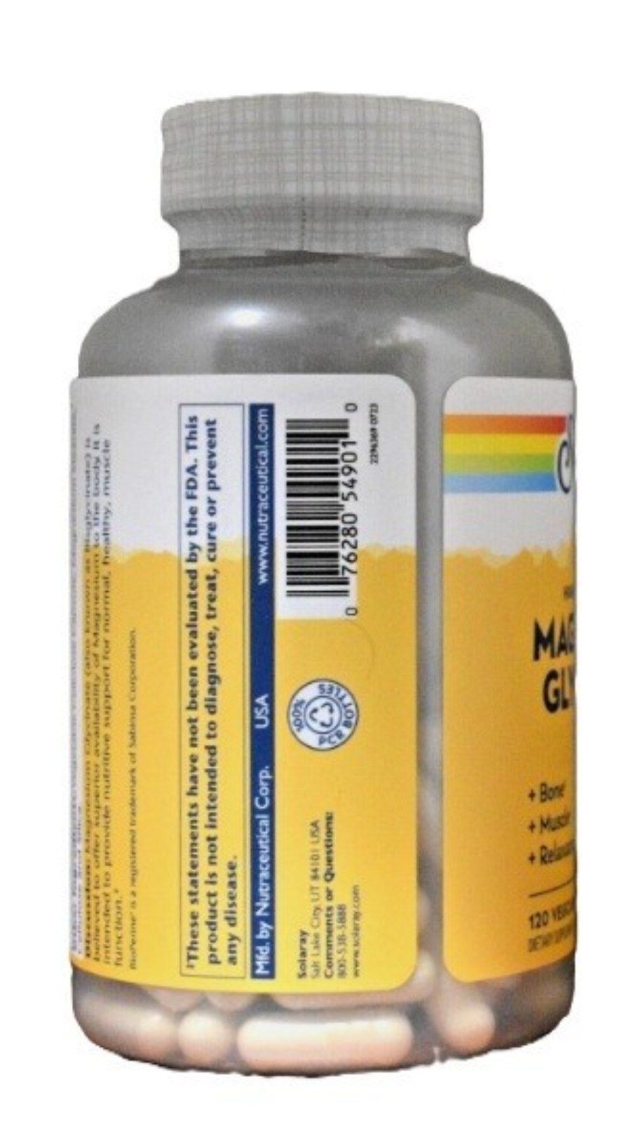 Solaray Magnesium Glycinate 350 mg 120 Capsules VegCaps Higher Absorption 2 Pack