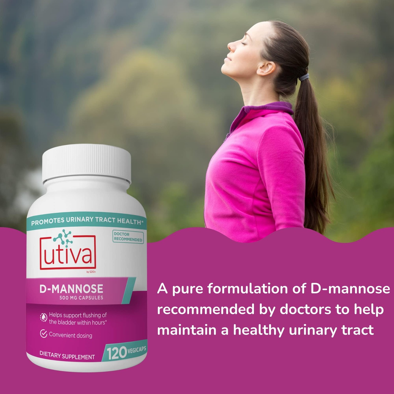 Utiva D-Mannose 2000 mg, Bladder & Urinary Tract Support, 120 Capsules | Supp…