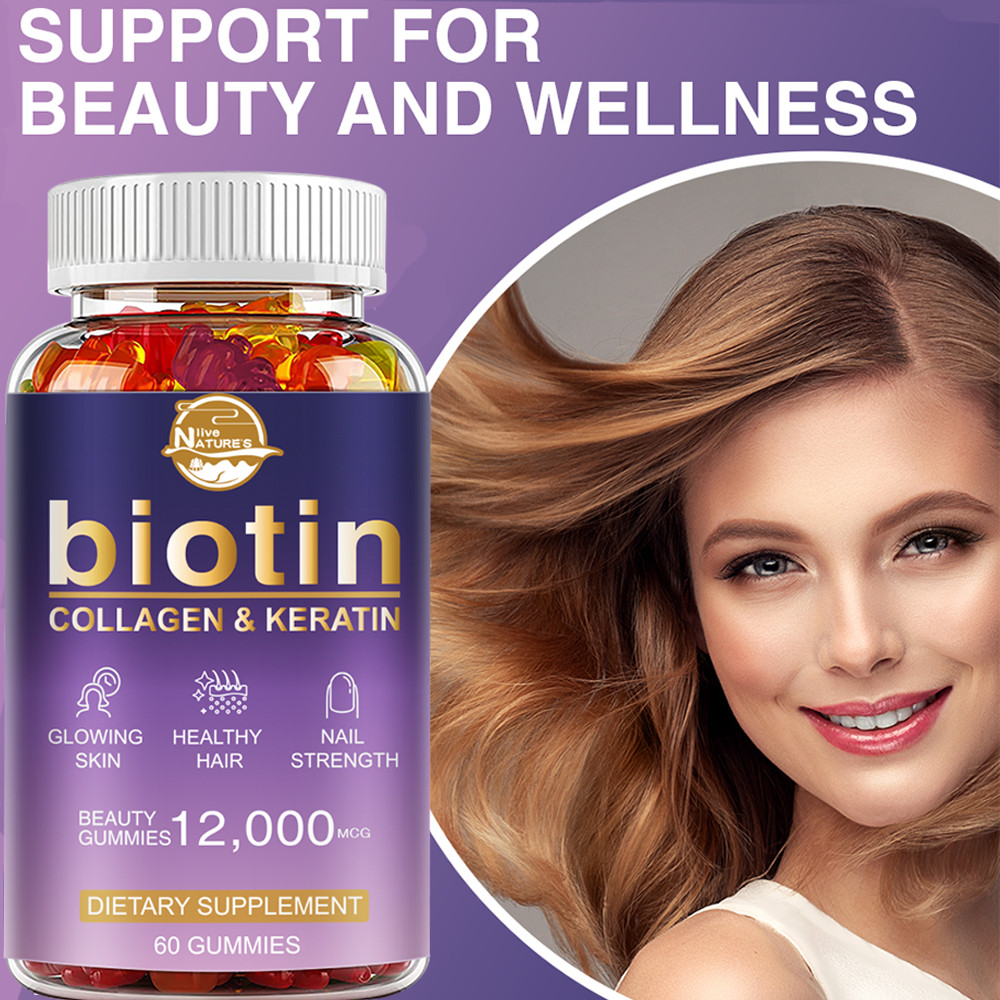 2 Packs Biotin Gummies 12,000mcg – Extra Strength Biotin – for Hair Skin & Nails