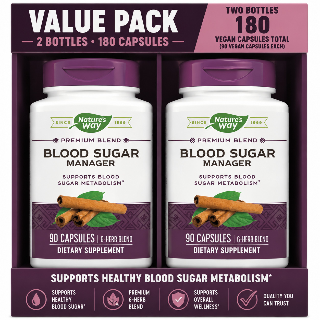 Nature’s Way Blood Sugar Manager 90 Capsules Pack of 2