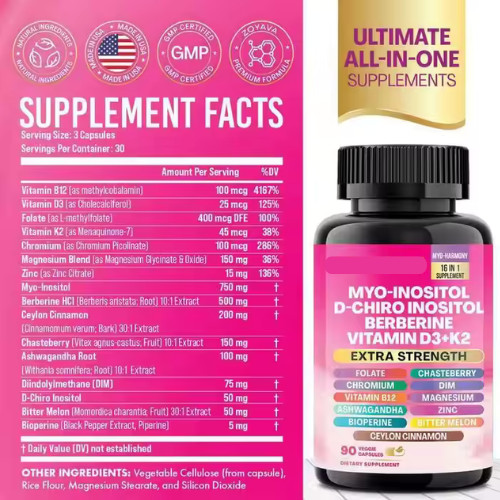 Corti-soothe 13-in-1 & Myo-inositol 150 Dietary Supplement – 16-in-1 Capsules `